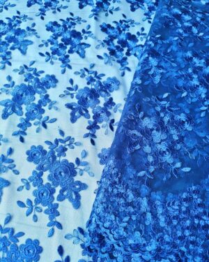 Light blue floral embroidered lace fabric #20680