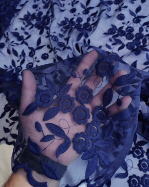 Blue floral organza #80565