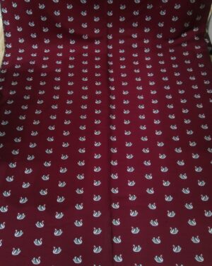 Burgundy jacquard with swan birds #80721