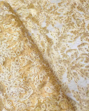 Gold embroidered baroque lace fabric #20524