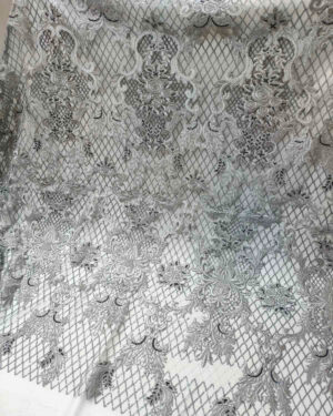 Grey sequined lace fabric #90647