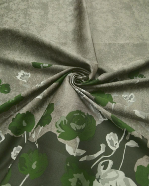 Grey jacquard with green flowers #80424