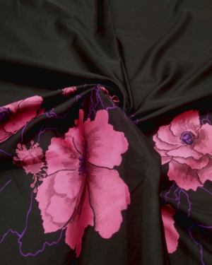 Black jacquard with pink flowers #80401