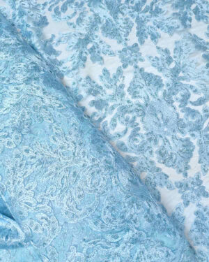 Light Blue embroidered baroque lace fabric #20523