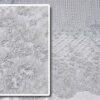 Grey beaded floral lace fabric #20463