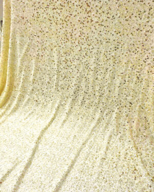 Light gold sequined lace fabric #81644
