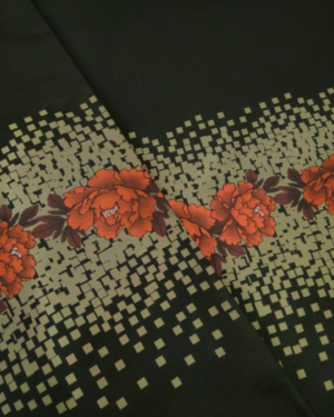 Black jacquard with brown flowers #80409