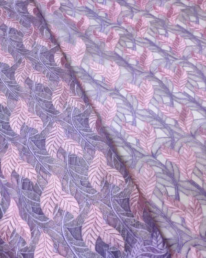 Purple leaf embroidered lace fabric #80056