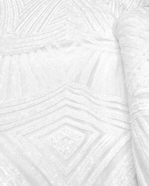White sequined bridal lace fabric  #91509