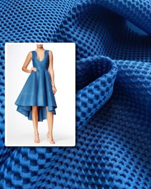 Blue honeycomb air layer mesh fabric #91773