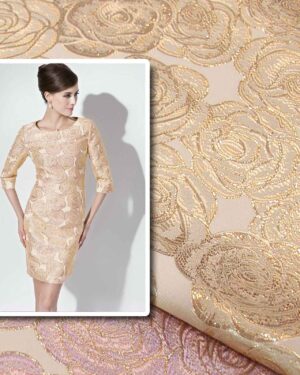 Gold jacquard with flowers #80688
