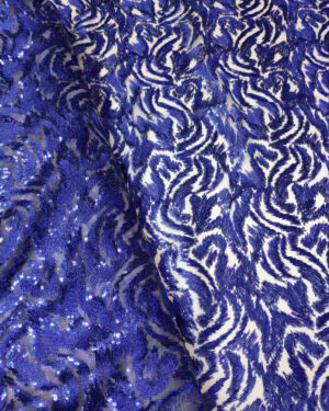 Blue sequined lace fabric #20525