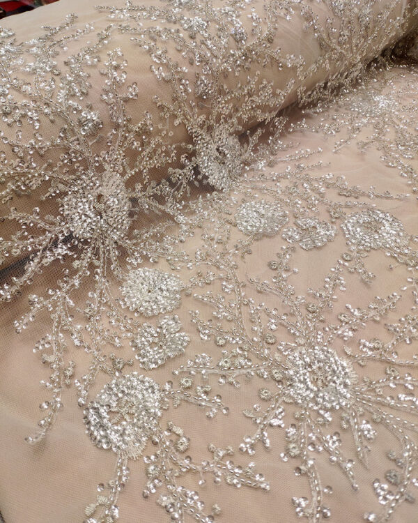 White bridal bead floral lace #50171 - Image 9