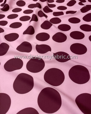 Burgundy polka dot pink satin #50282
