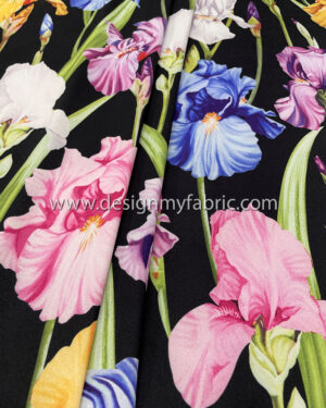 Black crepe with colorful tulips #91855