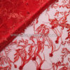 Red lace fabric with feathers and 3D flowers #20472 - Image 5