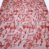 Red lace fabric with feathers and 3D flowers #20472 - Image 6
