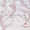Light pink lace fabric with feathers and 3D flowers #20473 - Image 3