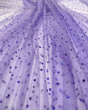 Blue purple rhinestones lace fabric #91966