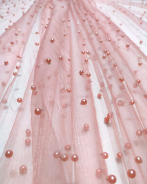 Dusty Pink pearls lace fabric #20602