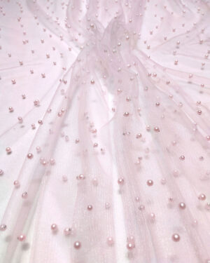 Baby Pink pearls lace fabric #99504