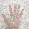 Off white silver bridal sequined lace with pearls and beads #99464 - Image 3