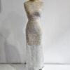 Off white silver bridal sequined lace with pearls and beads #99464 - Image 10