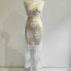 Off white bridal lace with pearls and beads #81749 - Image 11