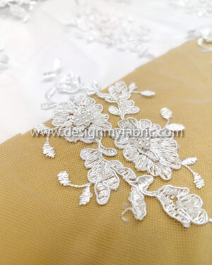 Off white bridal lace with pearls and beads #82123