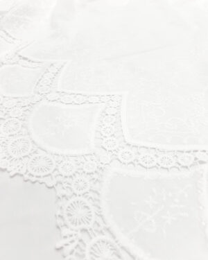 White floral cotton embroidered eyelet fabric #50358