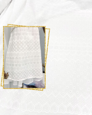 White cotton embroidered eyelet fabric #50359