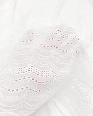 White cotton embroidered eyelet fabric #50325