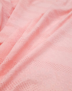 Pink floral embroidered eyelet fabric #50301