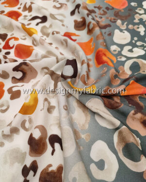 Grey and Orange poplin fabric #81963