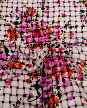 Pink floral poplin fabric #95038