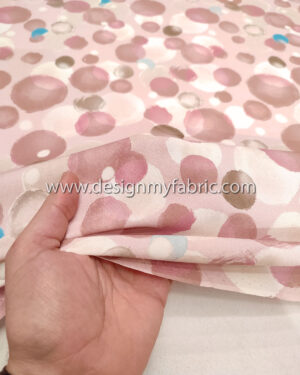 White and Dusty pink poplin fabric #95044