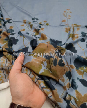 Grey-blue and Grey floral poplin fabric #95037