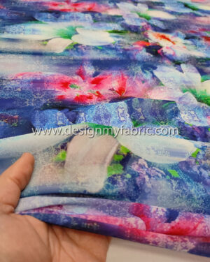 Purple floral poplin fabric #99244
