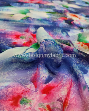 Purple floral poplin fabric #99244