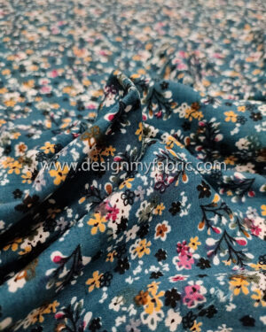 Petrol floral poplin fabric #50431