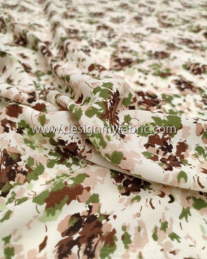 Green and brown floral crepe fabric #81989