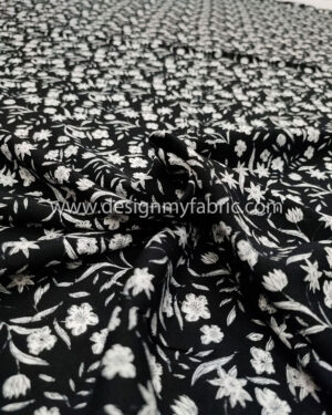 White and Black paisley poplin fabric #82063