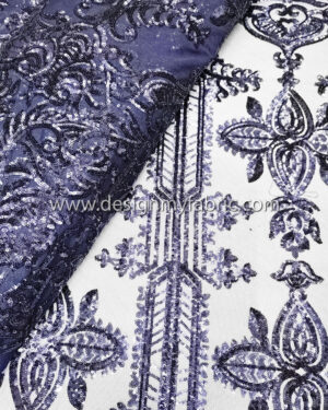 Purple sequined lace fabric #20495