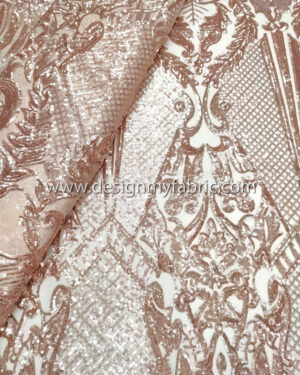 Beige sequined lace fabric #81813