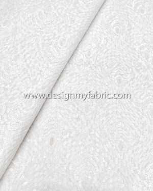 White sequined bridal lace fabric #91457