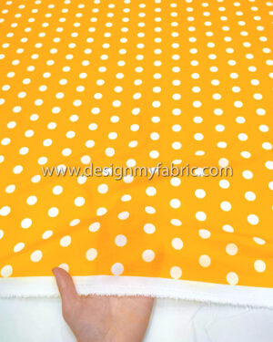 Yellow crepe satin with white dots #50621
