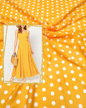 Yellow crepe satin with white dots #50621