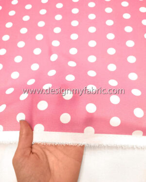 Pink crepe satin with white dots #50622
