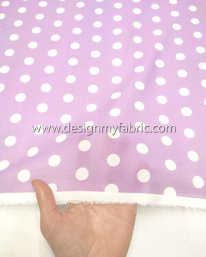 Light purple crepe satin with white dots #50624