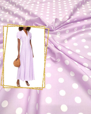 Light purple crepe satin with white dots #50624